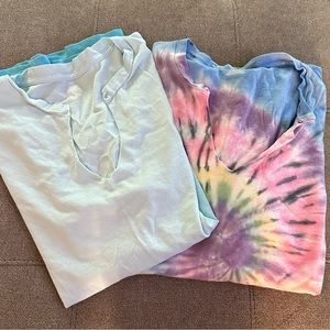 Two PINK Victoria’s Secret V neck t-shirts size L